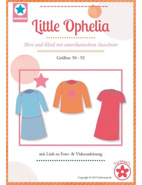 Schnittmuster Little Ophelia Shirt und Kleid Mialuna 50-92