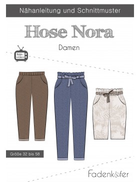 Papier Schnittmuster Nora Hose (mit/ohne Paperbag) Damen Fadenkäfer