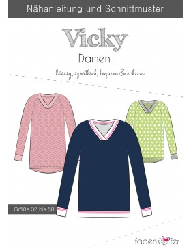 Papier Schnittmuster Vicky V-Ausschnitt Pullover Kleid Damen...
