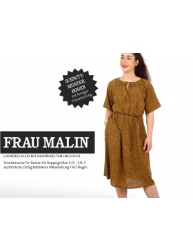 Schnittmuster Frau Malin Schnittreif Kleid mit gekräuseltem Ausschnitt