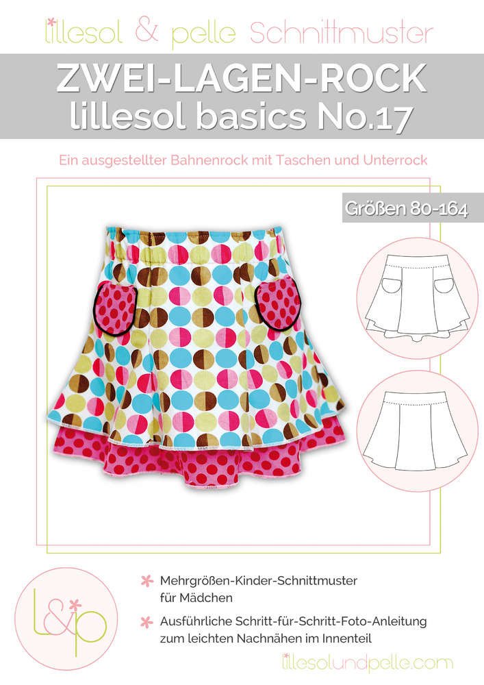 Schnittmuster Lillesol Basics No 17 Zwei-Lagen-Rock Mädchenrock